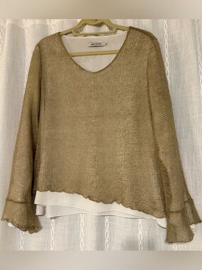 Paz Torras Mediterranean style Sz 44 (US 8-12.) Knit over white shell blouse.